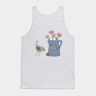 Vogel mit Blumenvase Tank Top